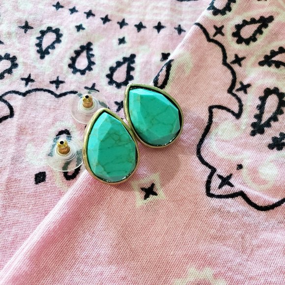 Turquoise Teardrop Studs - Picture 1 of 6